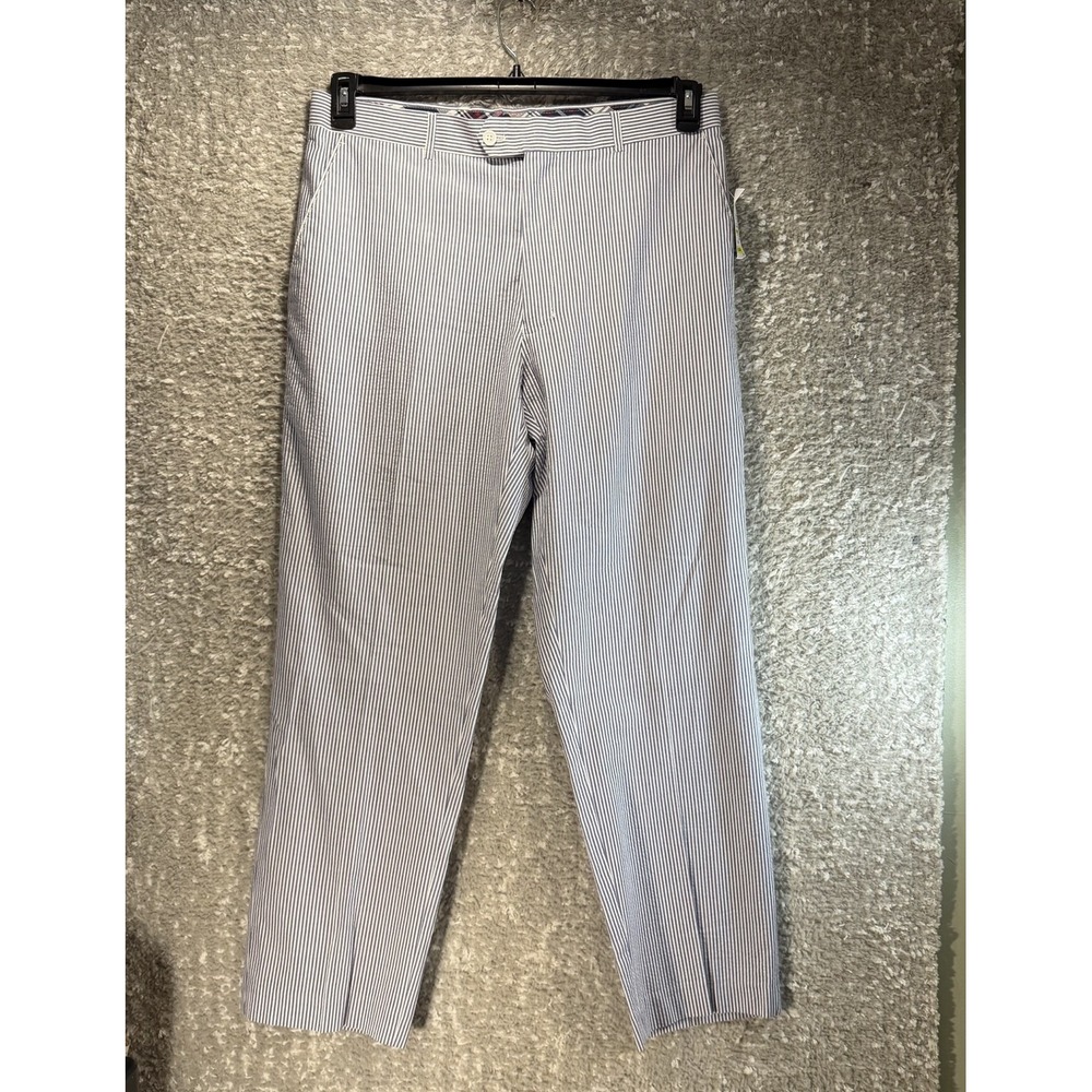 Alan Flusser Seersucker Classic Cotton Stripe Pants 36X29 Preppy Coastal NWT